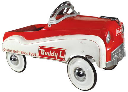 Children's pedal car, Buddy "L", "Quality Built Since: Children's pedal car, Buddy "L", "Quality Built Since 1921", mfgd by Gearbox Pedal Car Co.-Cedar Rapids, IA, pressed steel, VG+ cond, 19"H x 15"W x 33"L.