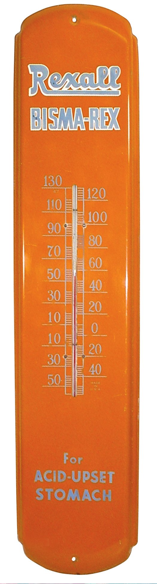 731 Rexall BismaRex thermometer, litho on metal, a gr