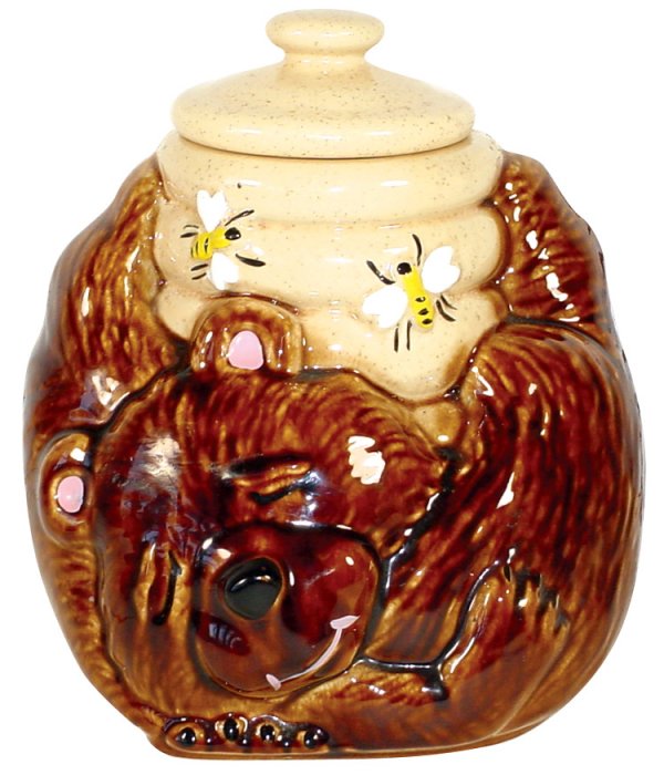 Cookie jar, Sleeping Bear w/Honey Pot, marked 143: Cookie jar, Sleeping Bear w/Honey Pot, marked 143-USA on bottom, Exc. cond. w/painted details, 9"H.