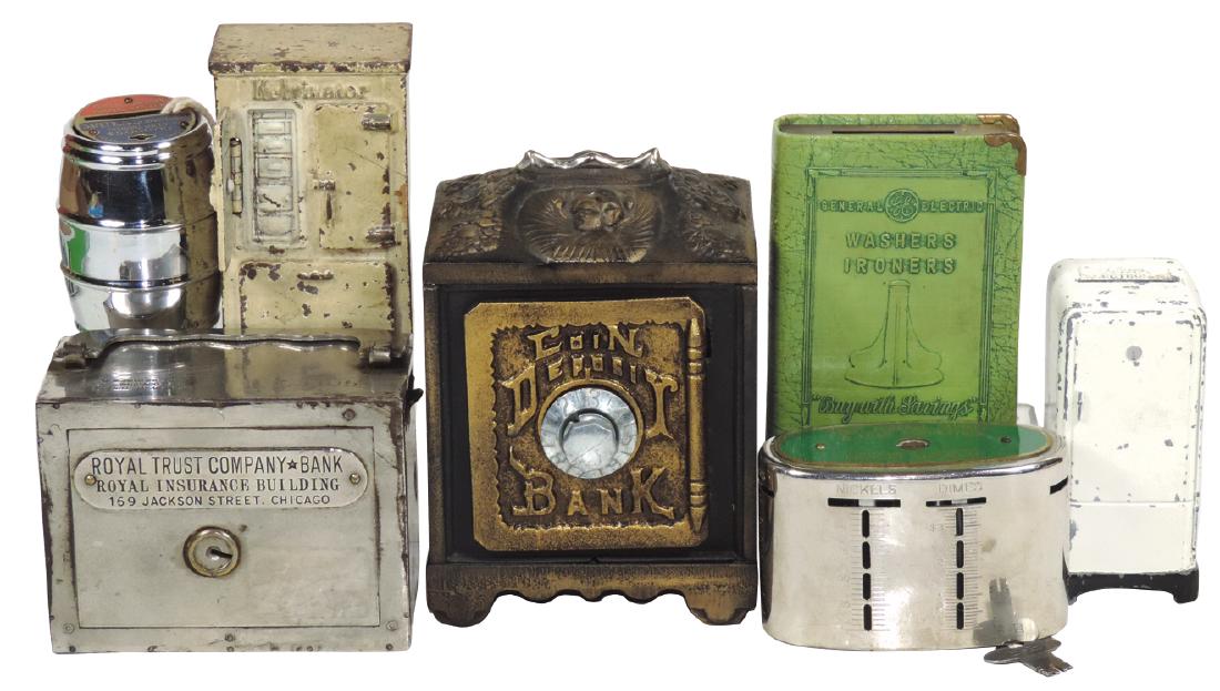 Banks (7), all cast metal, Coin Deposit Bank vault, (1 of 1)