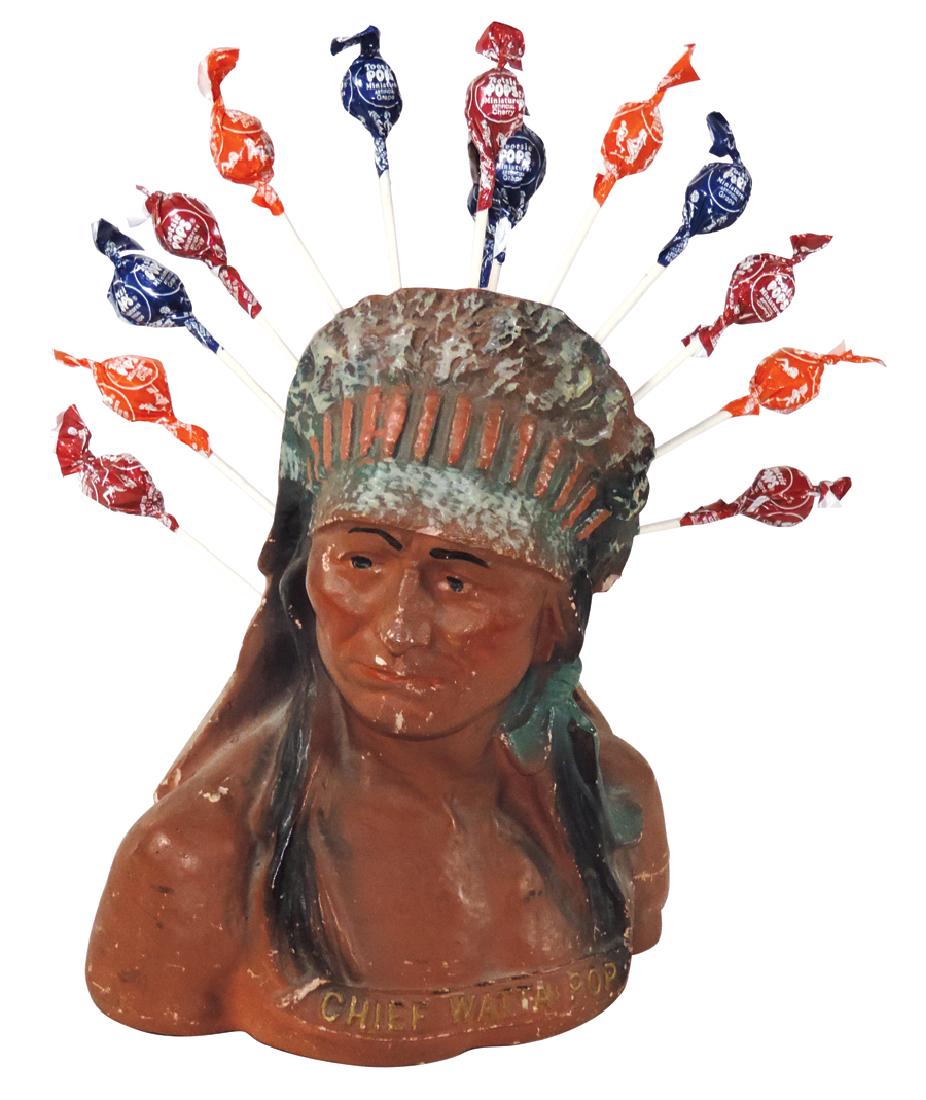 Country store sucker holder, Chief Watta Pop, plaster (1 of 1)