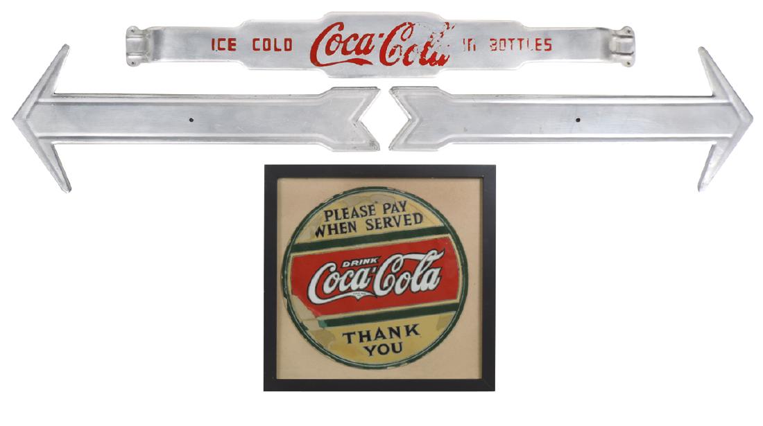 Coca-Cola items (4), alum door push, (1 of 1)