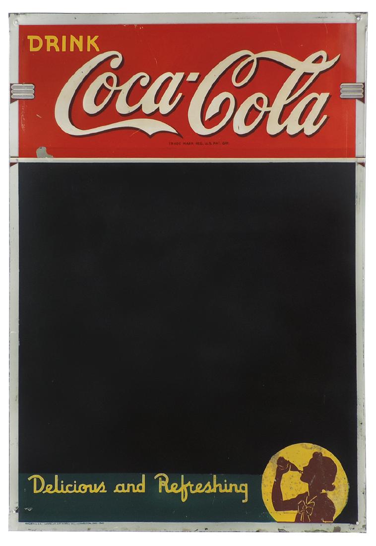 Coca-Cola Silhouette girl menu board, embossed metal, (1 of 1)