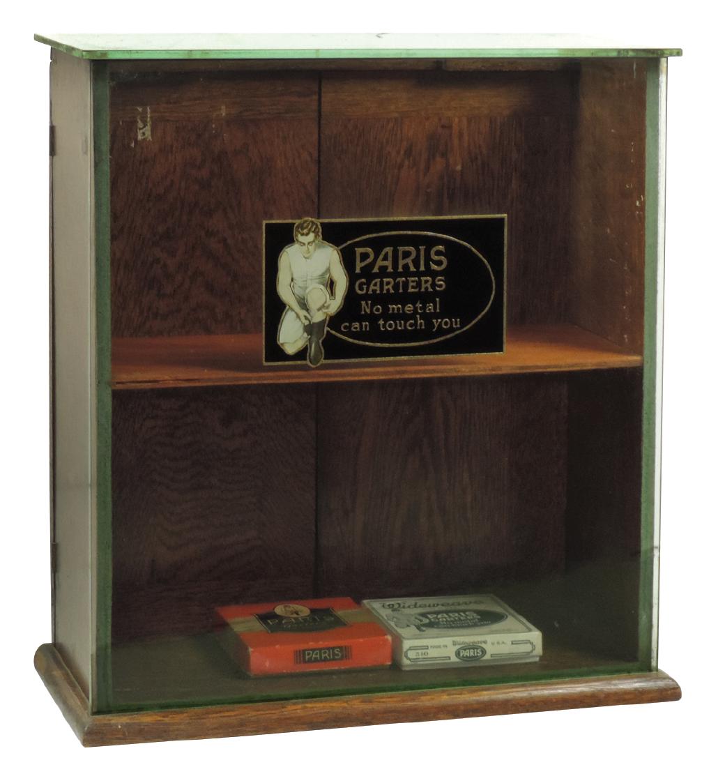 Country store counter display case, Paris Garters, oak (1 of 1)