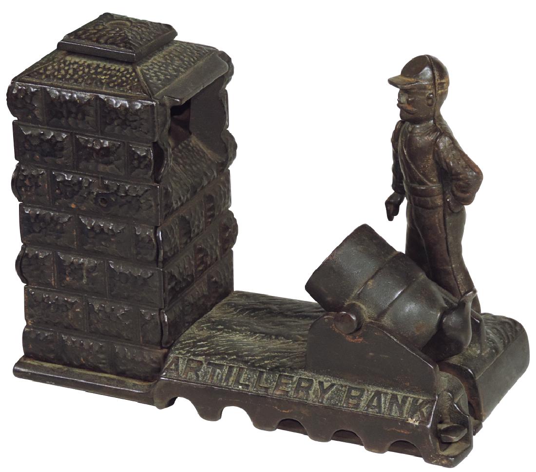 Mechanical bank, Artillery Bank, mfgd by J.& E. (1 of 1)