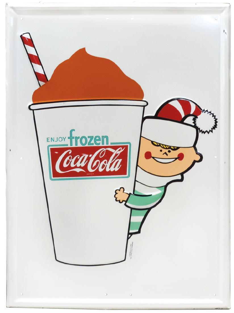 Coca-Cola sign, "Enjoy Frozen Coca-Cola", self-framed (1 of 1)