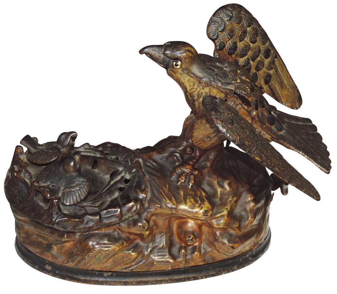 Mechanical bank, Eagle and Eaglets, pat'd Jan 23, 1883, (1 of 1)