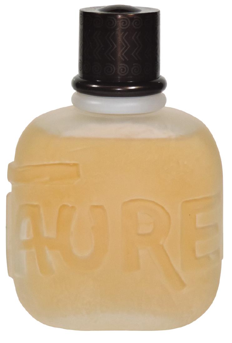 Perfume factice, Paloma Picasso Minotaure, Oriental: Perfume factice, Paloma Picasso Minotaure, Oriental fragrance for men, large embossed frosted glass bottle w/removable plastic stopper, c.1992, Exc cond w/liquid, 11.75"H x 7.5"W.