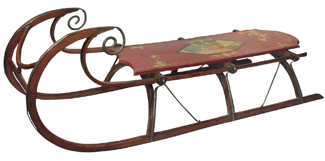 Children's Victorian sled, iron runners & hand-painted (1 of 1)