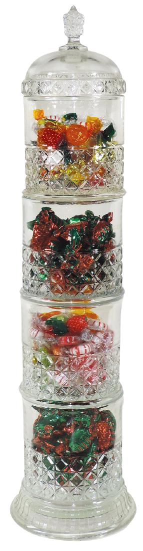 Candy show jar, pressed glass sectional jar (1 of 1)