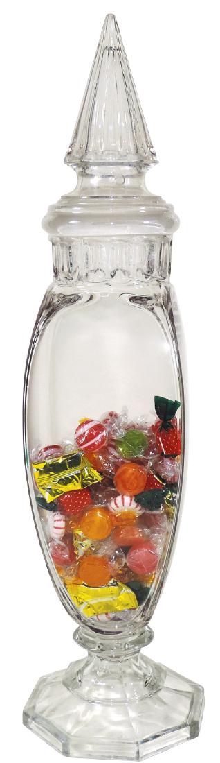Candy show jar, 4-panel jar w/octagon base, ribbed neck (1 of 1)