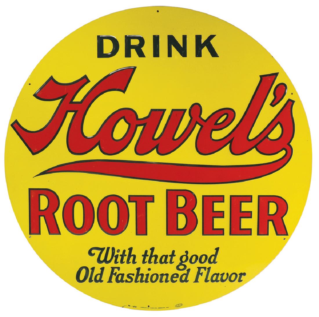 Soda fountain sign, Howel's Root Beer, embossed metal, (1 of 1)
