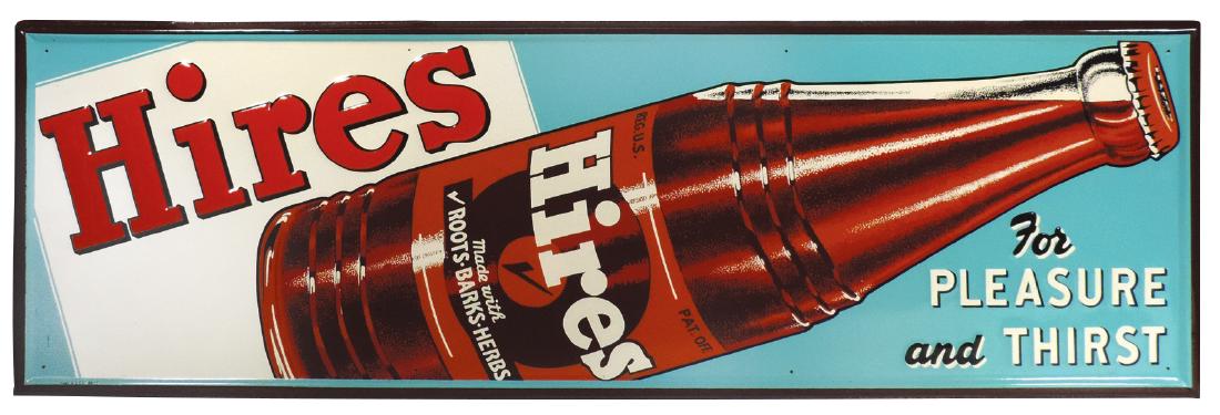 Soda fountain sign, Hires Root Beer, self-framed (1 of 1)