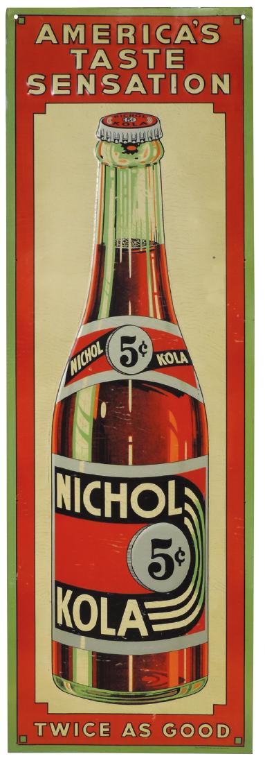 Soda fountain sign, Nichol Kola 5 Cent w/bottle (1 of 1)