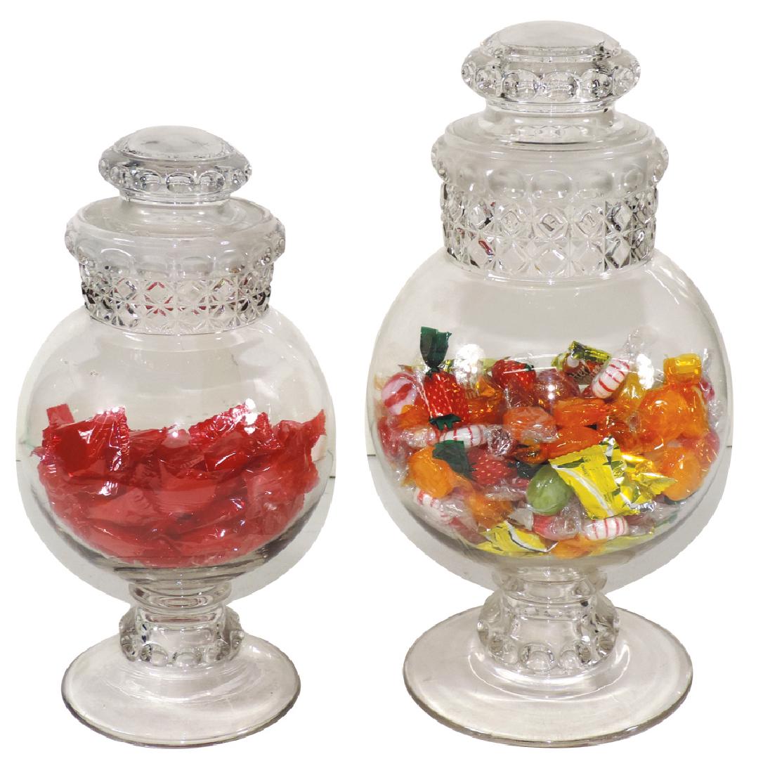 Candy show jars (3), 2 Dakota Globe & 1 Grecian glass (1 of 2)