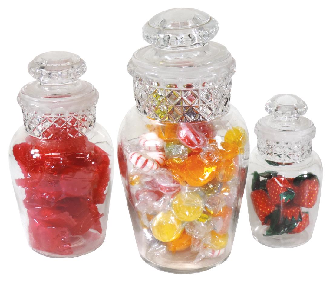 Candy show jars (3), all Grecian glass jars w/ground (1 of 1)