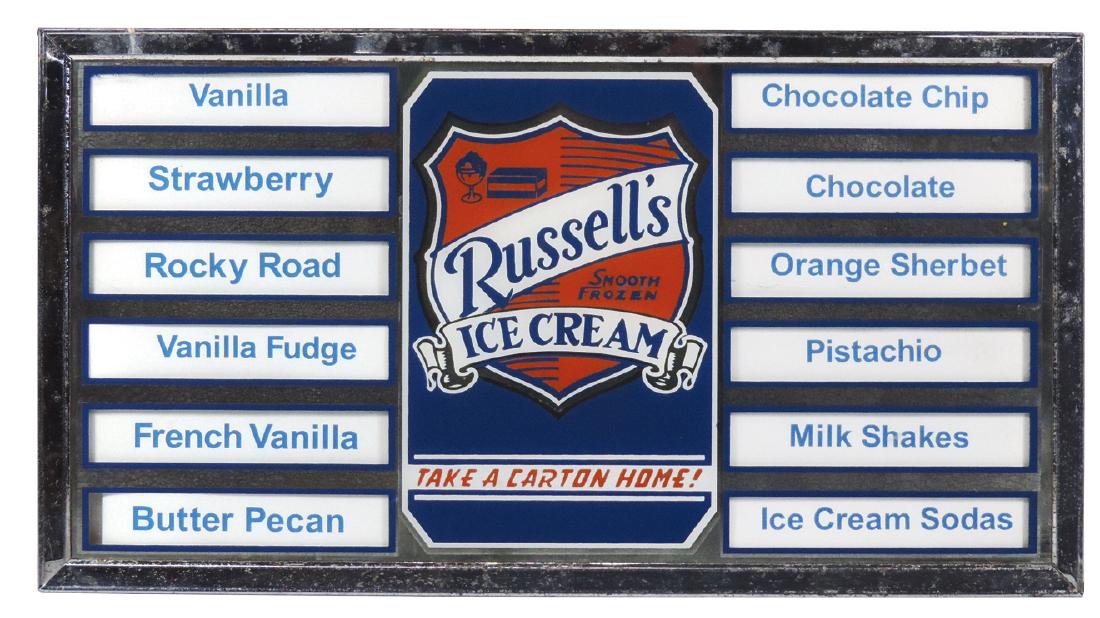 Soda fountain ice cream menu boards (2), Russell's Ice (1 of 2)