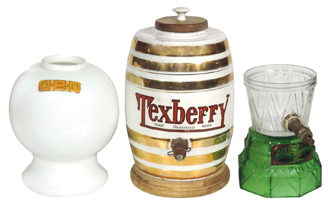 Soda fountain syrup dispensers (3), Texberry, O-B-D & (1 of 1)