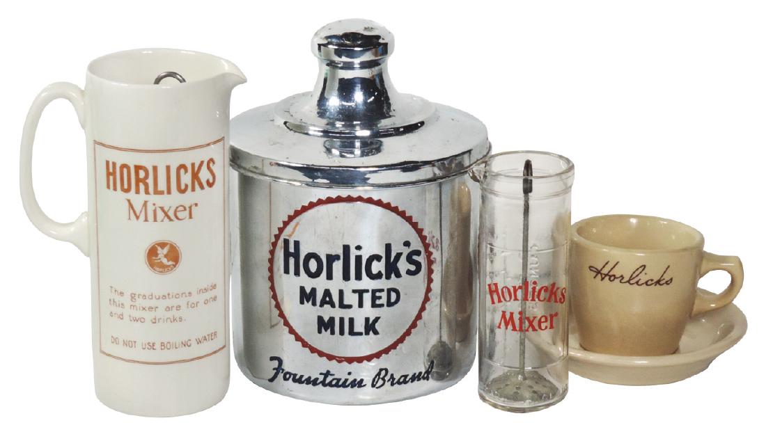 Soda fountain items (4), all Horlick's, malted milk (1 of 1)