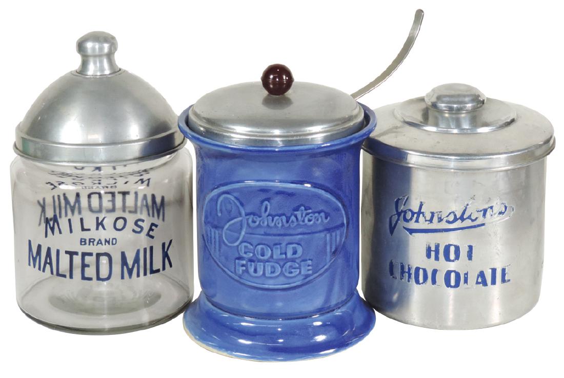 Soda fountain jars (3), Milkose Malted Milk, Johnston (1 of 1)