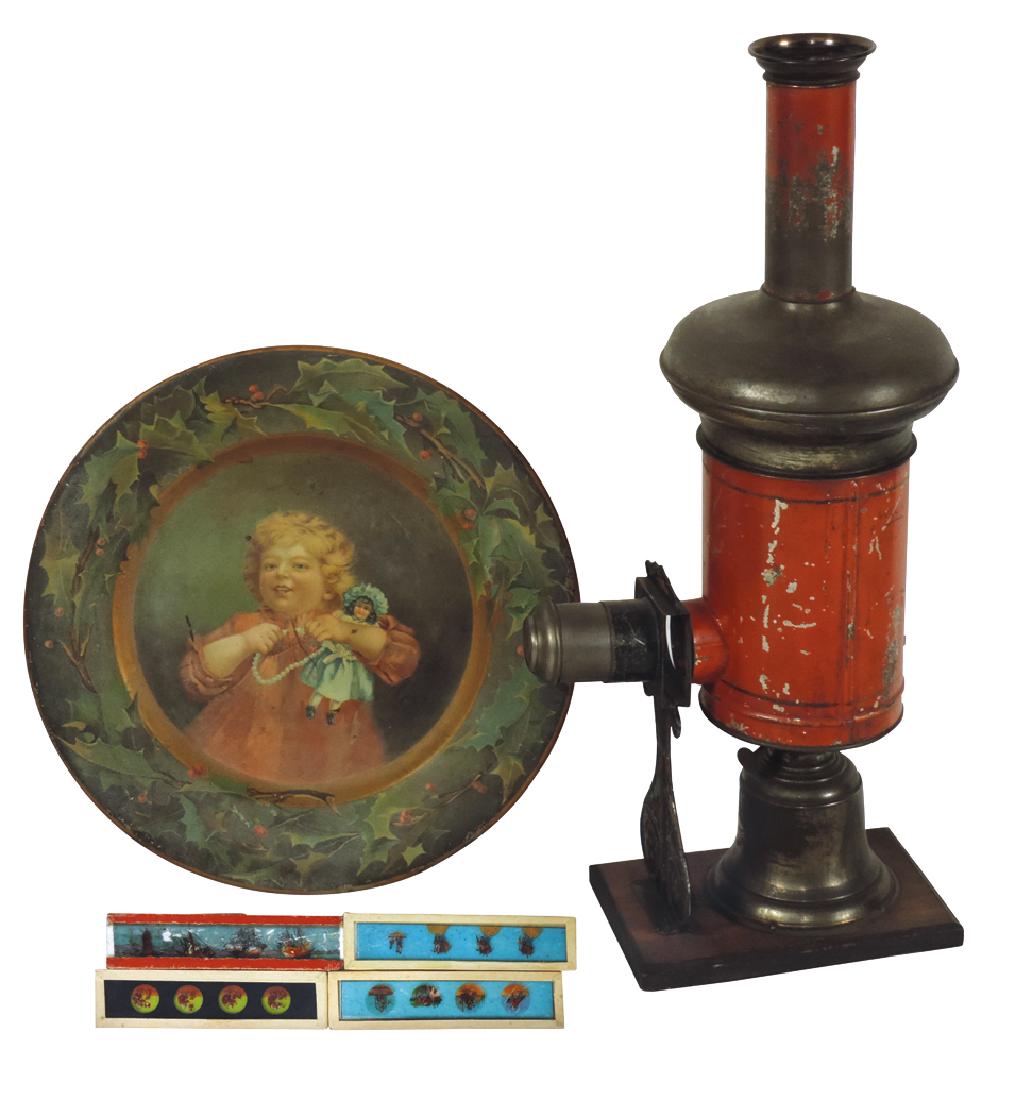 Toy Magic Lantern & adv plate, Ernst Planck Paraffin (1 of 1)