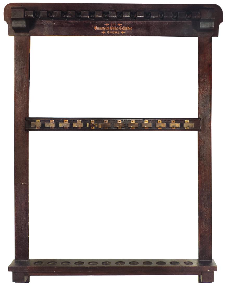 Billiard cue rack, Brunswick-Balke-Collander Co., holds (1 of 1)