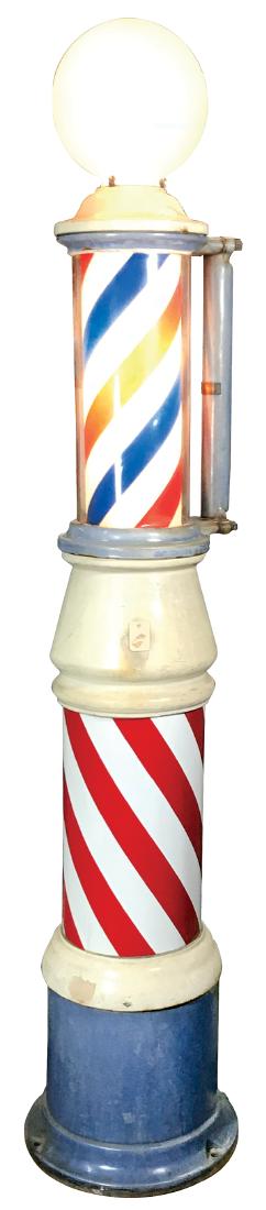 Barber pole, floor model, electric light-up mfgd by (1 of 1)