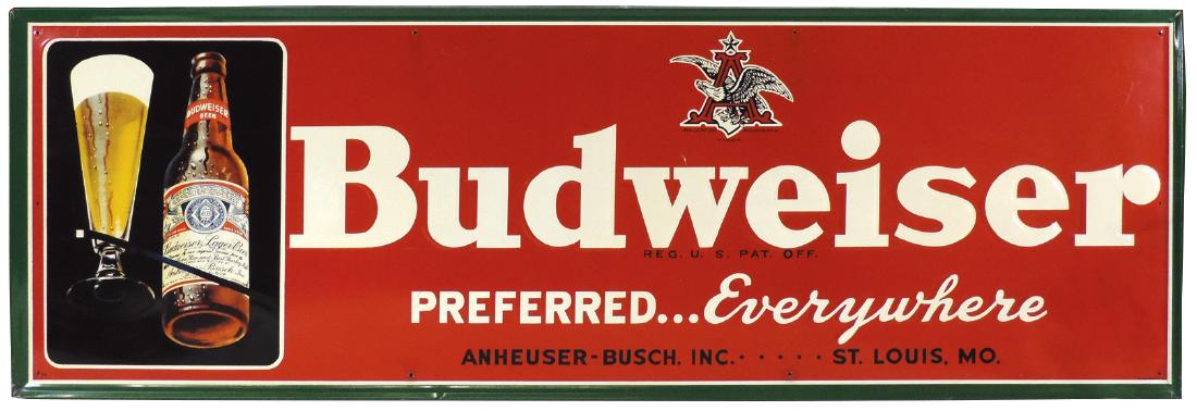 Breweriana sign, Budweiser, "Preferredâ€¦Everywhere", (1 of 1)