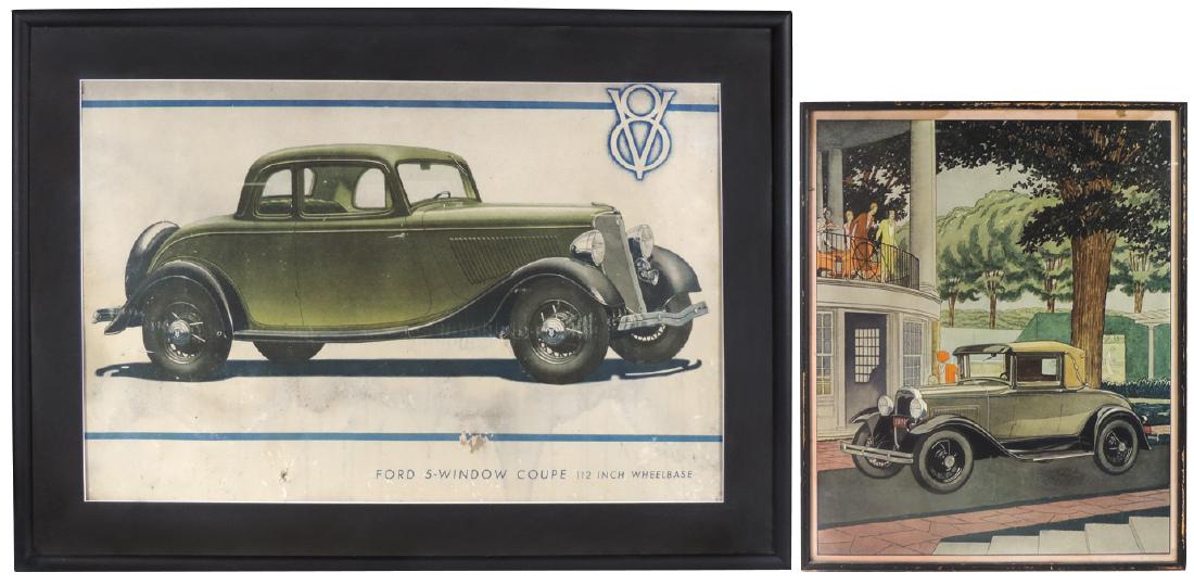 Automobile showroom signs (2), both Ford, 1934 V8 (1 of 1)