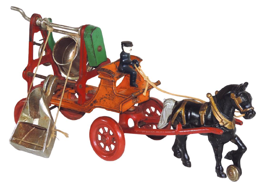 Toy Kenton Horse-Drawn Cement Mixer, Rare, cast iron (1 of 1)