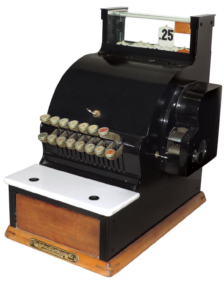 Cash register, National Model 717, black metal w/wood