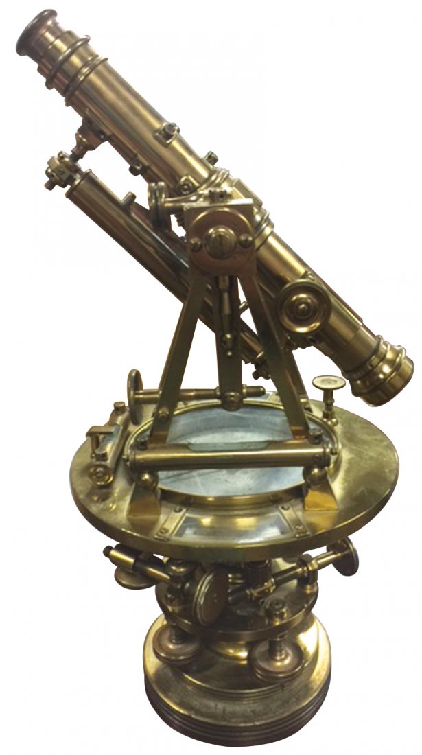 Surveyor's transit, H.M. Pool-Easton, MA, brass w/glass (1 of 2)