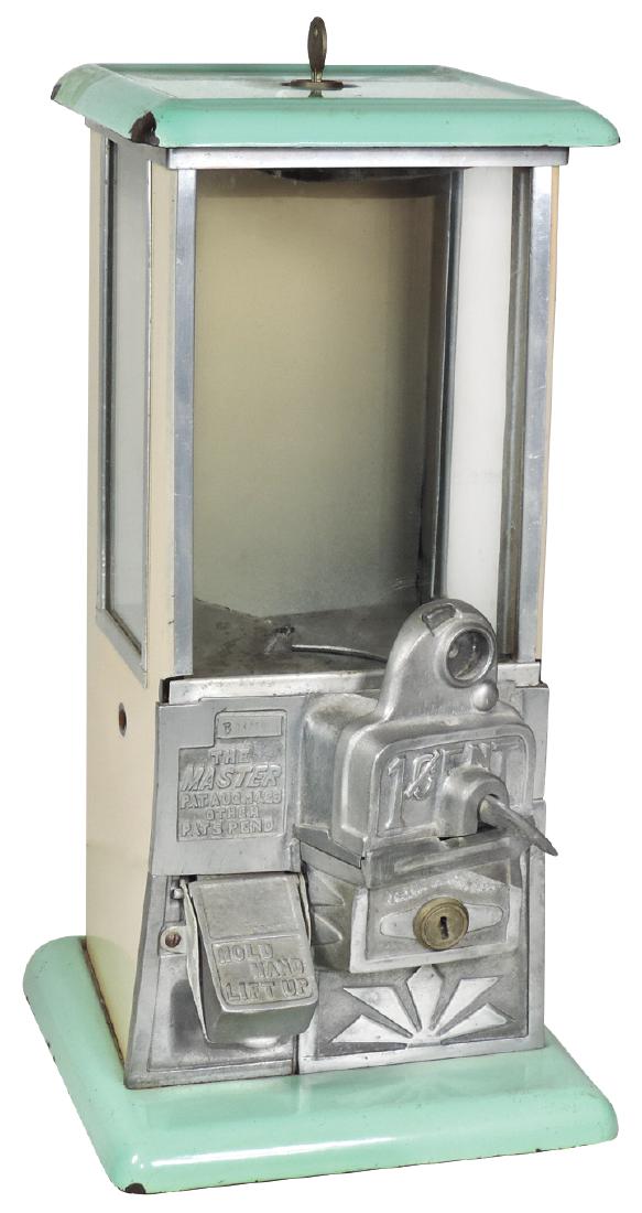 Coin-operated peanut vendor, Master 1 Cent, green & (1 of 1)