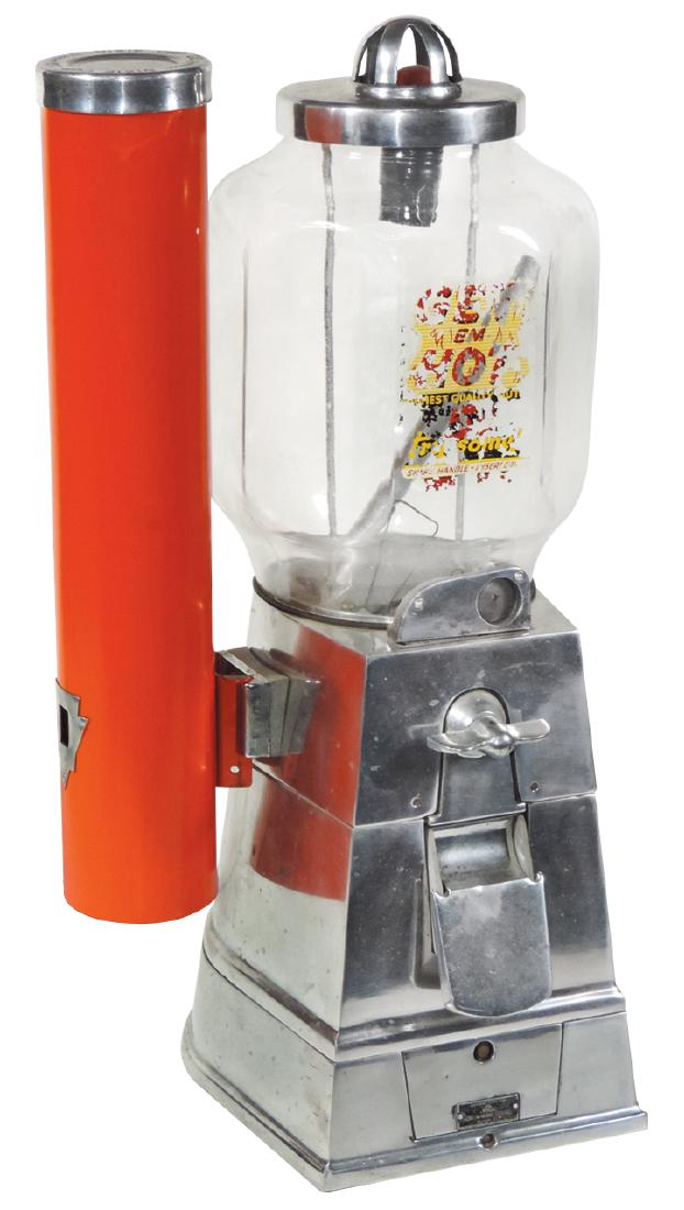 Coinoperated hot peanut machine w/Dixie cup dispenser,