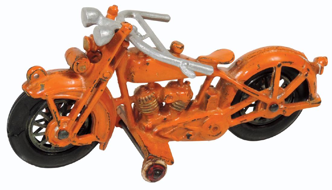 Toy motorcycle, Hubley, cast iron, orig Hubley rubber (1 of 1)
