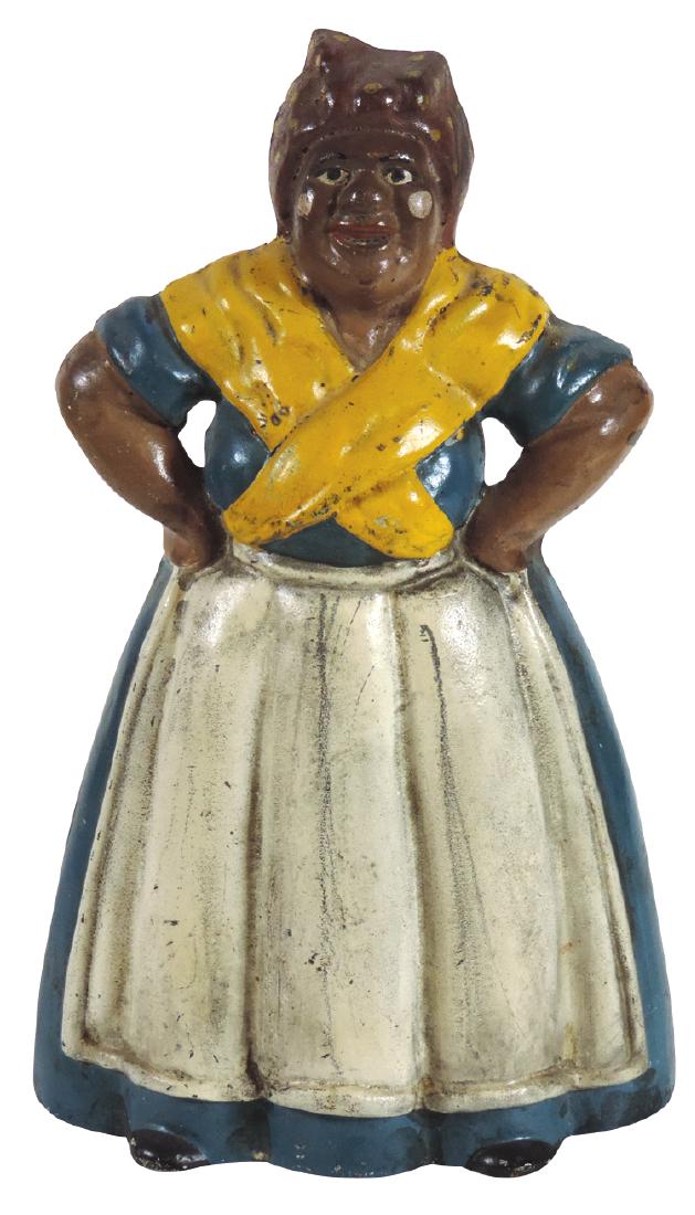 Doorstop, Black Mammy, Hubley, cast iron w/orig paint,: Doorstop, Black Mammy, Hubley, cast iron w/orig paint, c.1920's, VG+ cond, 13"H.