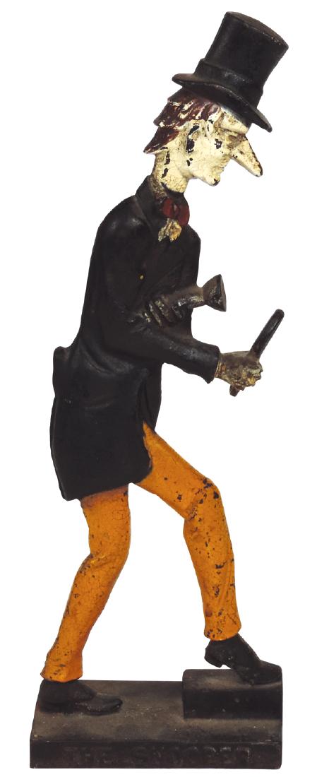 Doorstop, "The Snooper" (marked on base), full-figure: Doorstop, "The Snooper" (marked on base), full-figure painted cast iron, Exc cond, 13.25"H.