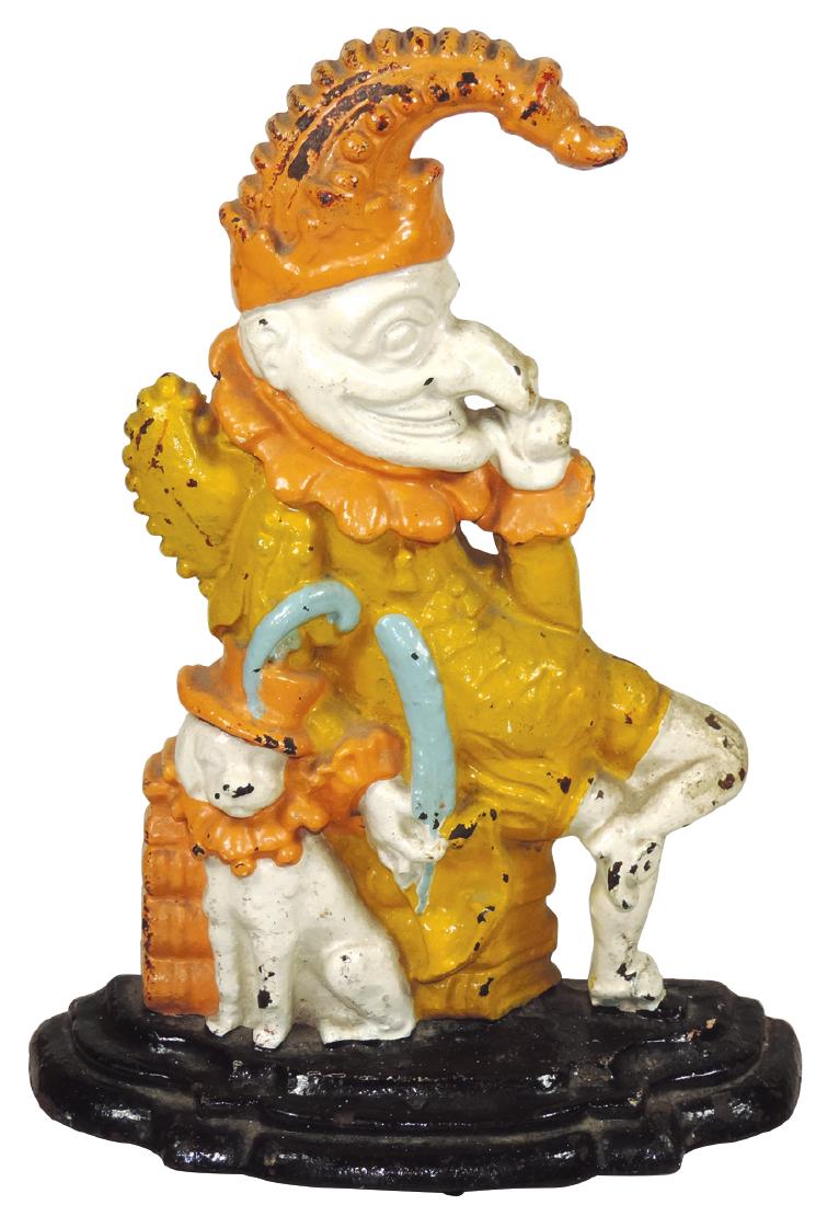 Doorstop, Mr. Punch & his dog Toby, painted cast iron (1 of 2)