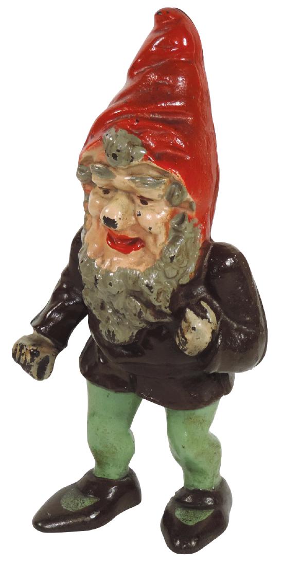 Doorstop, Standing Gnome, cast iron full figure w/old (1 of 1)