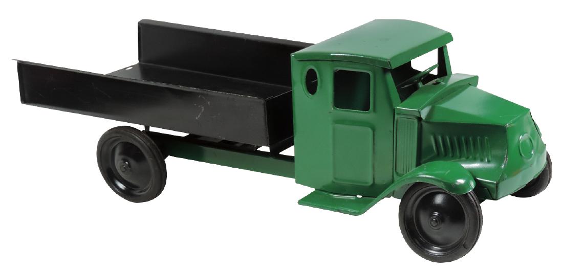 Toy Dump Truck, pressed steel, unmarked, green w/black (1 of 1)