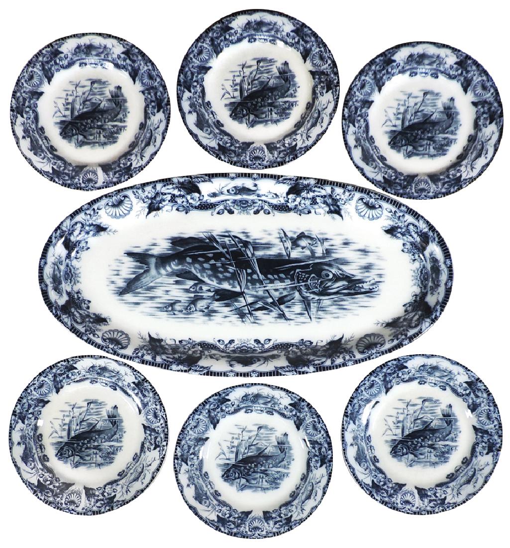 Dinnerware (7), Wedgwood Flow Blue fish platter & (1 of 1)