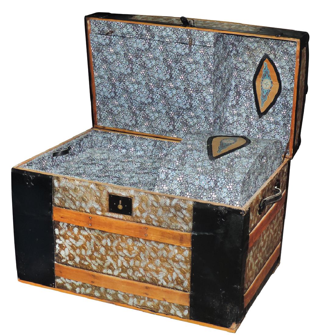 Furniture Camelback Trunk Wood Embossed Metal Nov 04 2018 Rich Penn Auctions In Ia