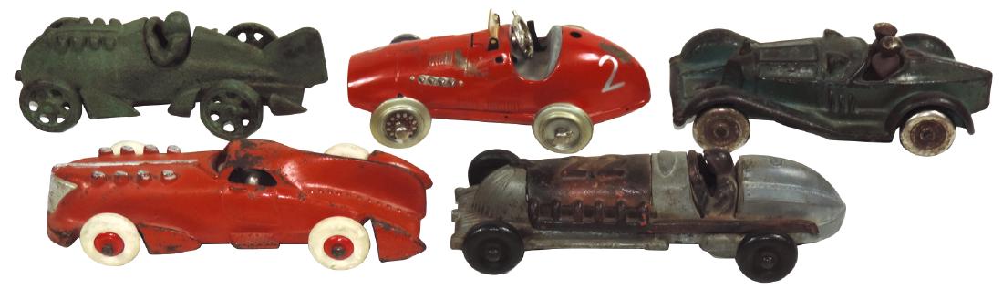 Toys (5), all racecars-3 Hubley marked JM201 & 2241, (1 of 1)