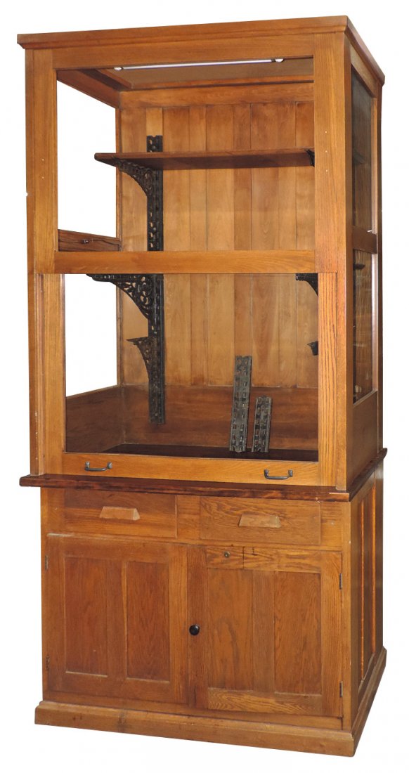 Apothecary display cabinet, oak base w/2 doors (1 of 1)