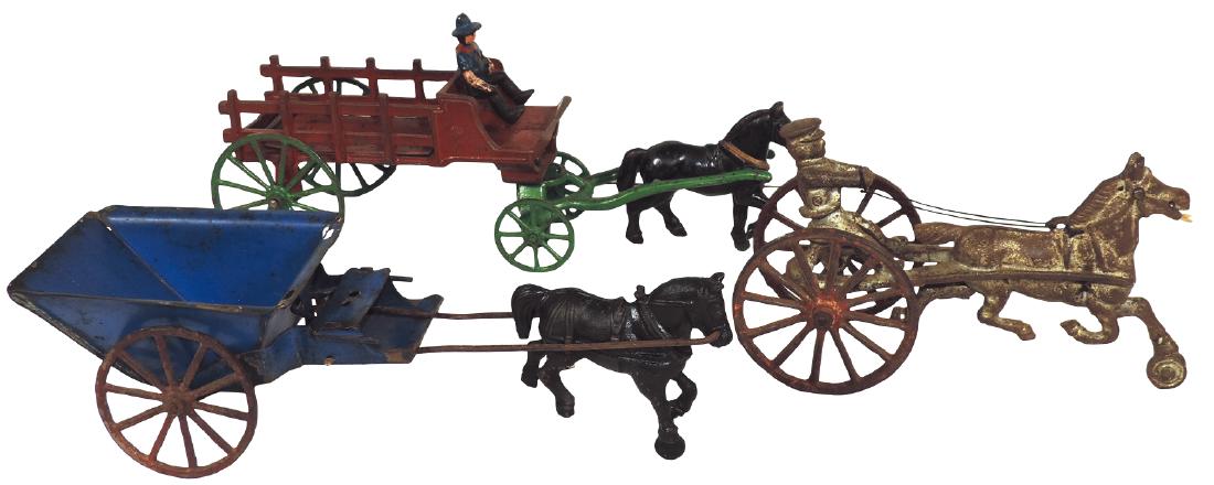 Toy horse-drawn wagon, surrey & dump cart (3), cast (1 of 1)