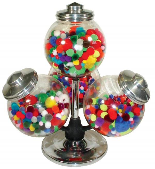 641 Candy display jars on revolving stand, 4 glass jar