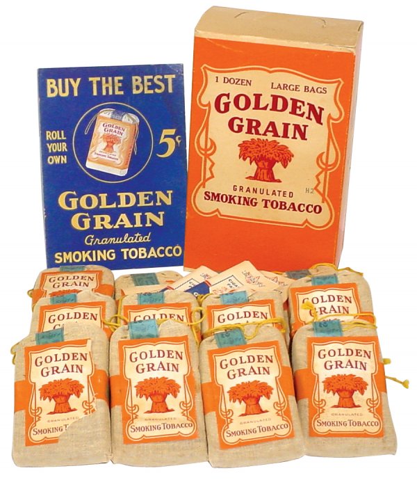 Smoking tobacco, new old stock Golden Grain, box Nov 03, 2007 Rich