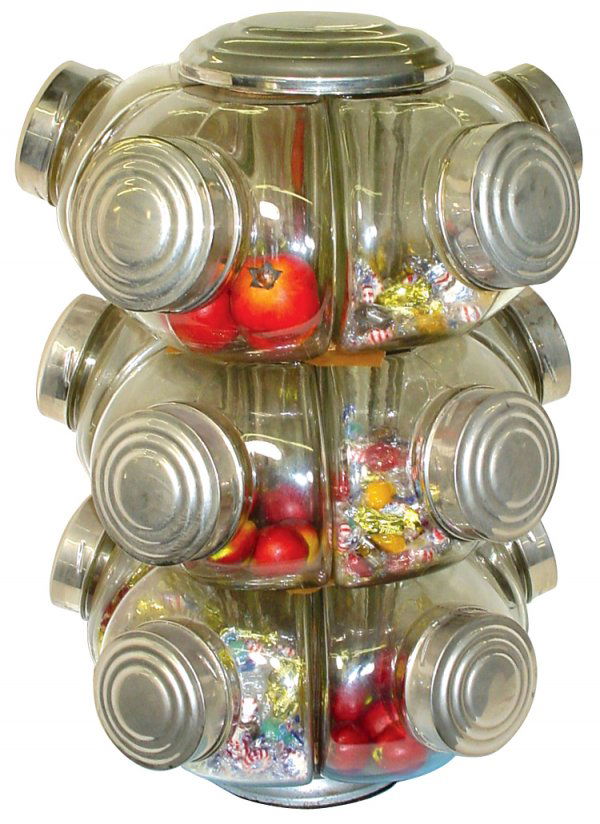 1191 Revolving candy jar counter display, holds 3 stac