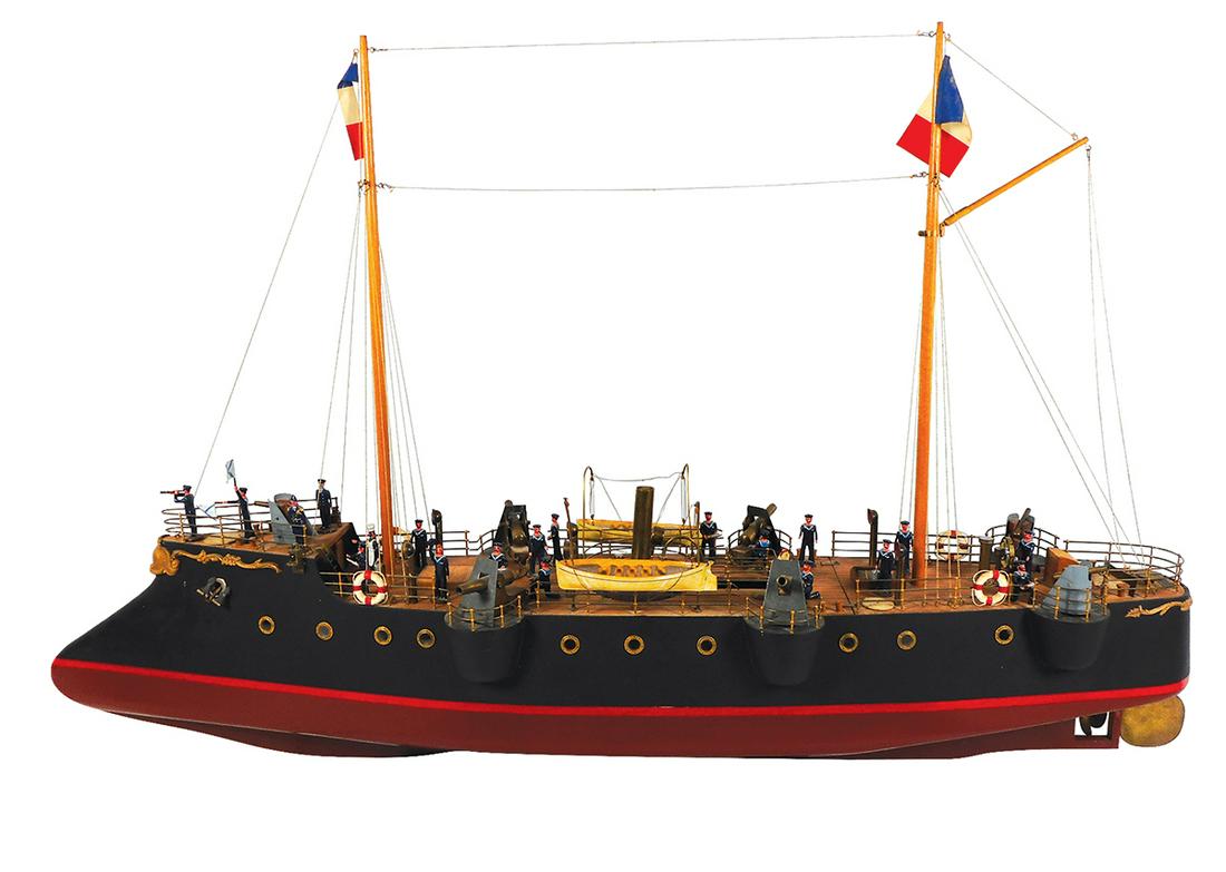 Bristol Model Steamship Co. steam-powered ironclad: Bristol Model Steamship Co. steam-powered ironclad ramship, c.1880's period, strongly constructed from hardwood & brass, powered by a Maxwell Hemmens single-cylinder steam engine, virtually unsinkable