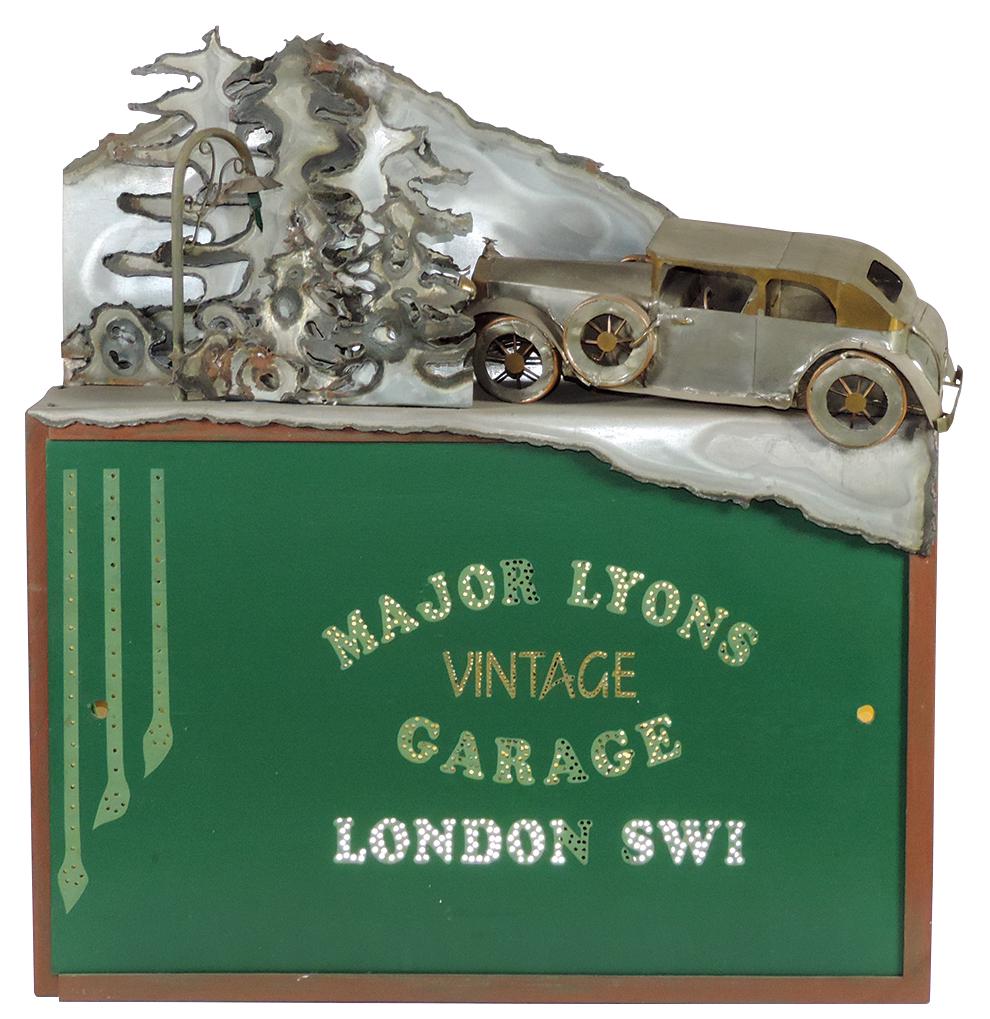 Automotive sign, Major Lyons Vintage Garage, London Nov 03, 2019
